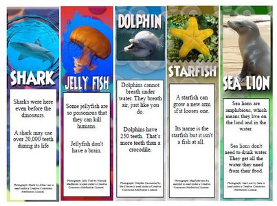 Ocean animals bookmarks