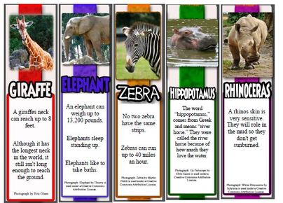 African animal bookmarks